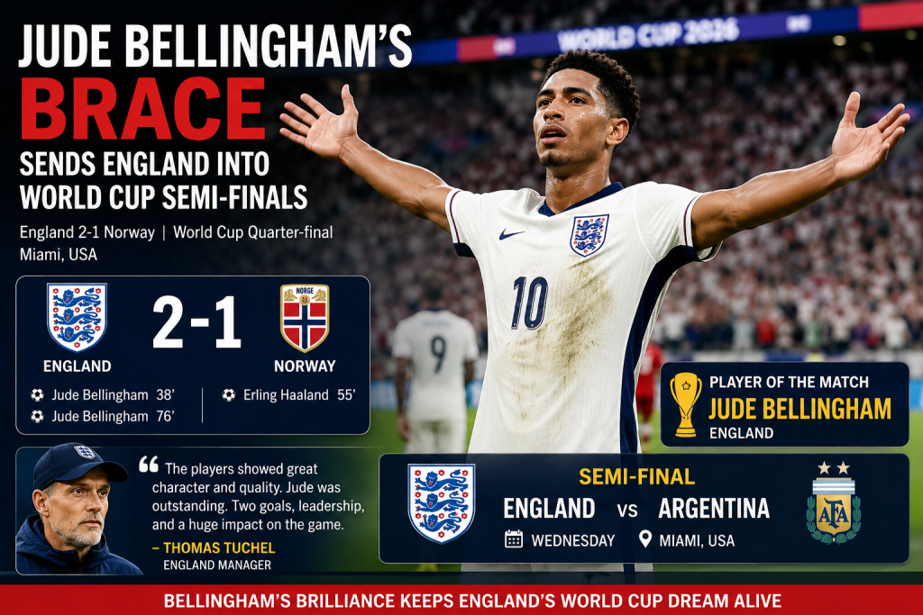 Jude Bellingham’s Brace Sends England into World Cup Semi-finals After 2-1 Win Over Norway